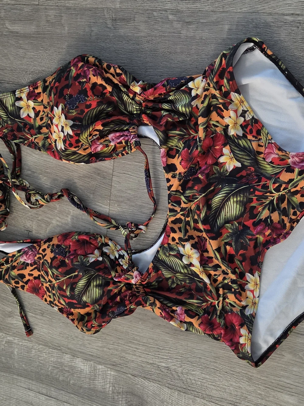 Floral Cutout One-Piece Swimsuit - Multicolor. Plus Size 1X